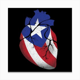 Puerto Rico Heart Flag Canvas Print