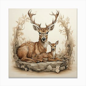 Deer And Fawn 1 Canvas Print