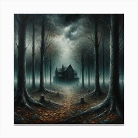 The mysterious forest and the abandoned house Canvas Print