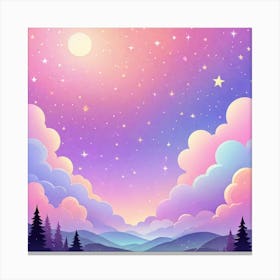 Sky With Twinkling Stars In Pastel Colors Square Composition 184 Canvas Print