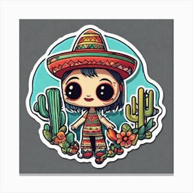 Mexico Sticker 2d Cute Fantasy Dreamy Vector Illustration 2d Flat Centered By Tim Burton Pr (3) Canvas Print