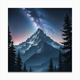 Mountain Landscape With Milky Way Canvas Print