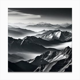 Black And White Mountain Landscape 12 Canvas Print