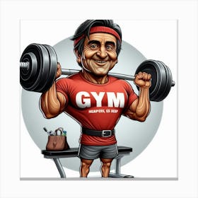 Caricature Of A Man At The Gym Canvas Print