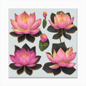 Lotus Flower Set Canvas Print