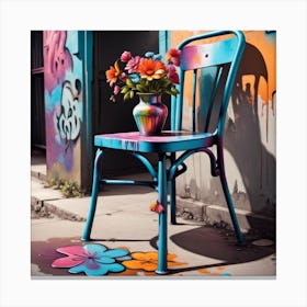 Chair With Flowers Canvas Print