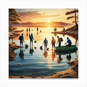 Campers At The Lake Canvas Print