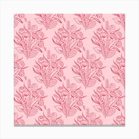 Pink Abstract Blooms Pattern  Canvas Print