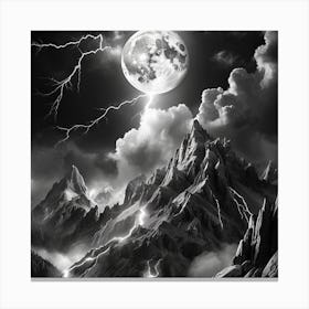 Full Moon In The Mountains Canvas Print