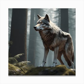 Wolf In The Woods 64 Canvas Print