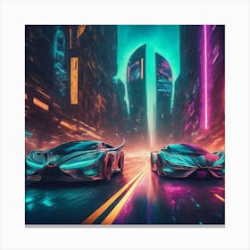 Luminocity A Futuristic Symphony Of Neon Horizons Canvas Print