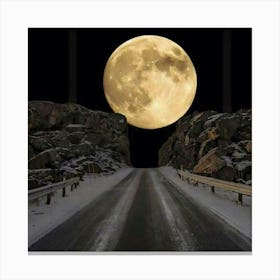 Full Moon Over Road Canvas Print