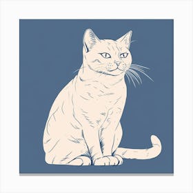 Cat Sitting On A Blue Background Canvas Print