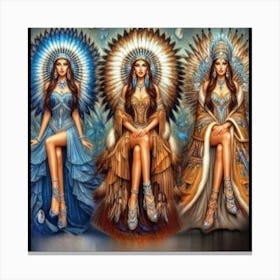 Three Native American Women Canvas Print