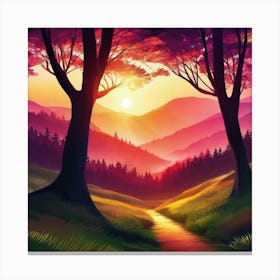 Sunset In The Forest 31 Canvas Print