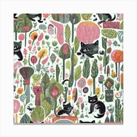 Cats In The Garden Canvas Print