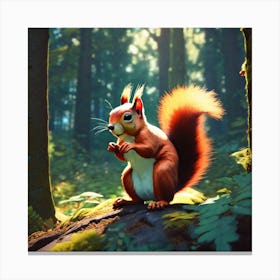 Red Squirrel In The Forest 67 Canvas Print