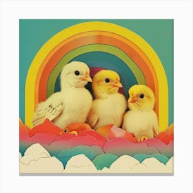 Rainbow Retro Chicks Collage Canvas Print
