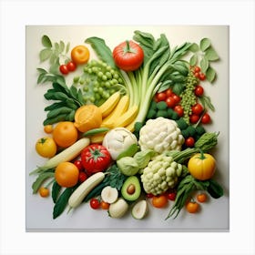 A wonderful assortment of fruits and vegetables 4 Canvas Print