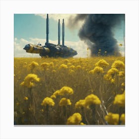 Spaceship In A Field Canvas Print