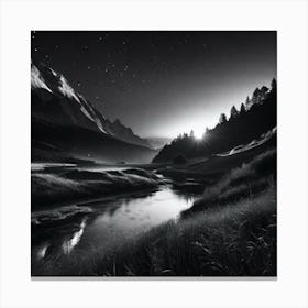 Black And White Landscape 1 Canvas Print