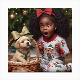 Little Girl With Puppy Canvas Print