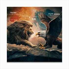 Lion And Eagle Fighting 1 Canvas Print