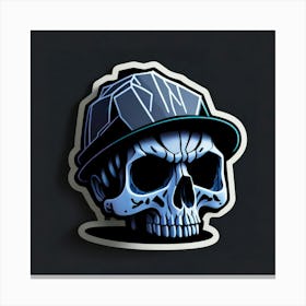 Skull Sticker With A Cap Silver (111) 1 Canvas Print