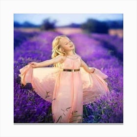 Girl In Lavender Field Canvas Print