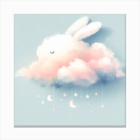 Bunny Cloud with Blue Background Canvas Print