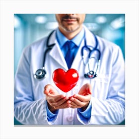 Doctor Holding A Heart Canvas Print