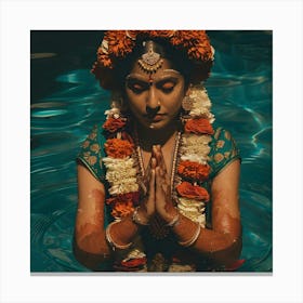 Indian Bride In Water Canvas Print