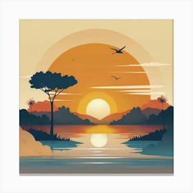 Sunset In The Jungle Canvas Print