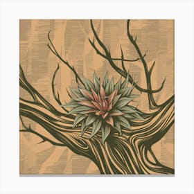 Cactus On A Tree Canvas Print