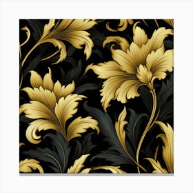 Gothic inspired gold and black floral Canvas Print