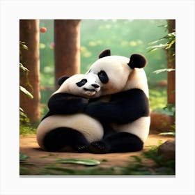 Panda Bears Hugging Canvas Print