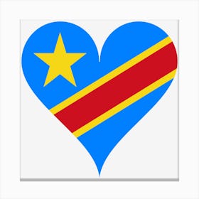 Heart Love Coat Of Arms Star Flag Congo Central Africa Heart Shaped Canvas Print