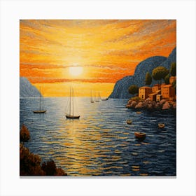 Sunset In A Village Canvas Print