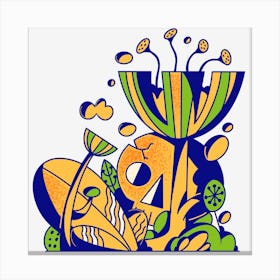 flower and skull -orange- Canvas Print