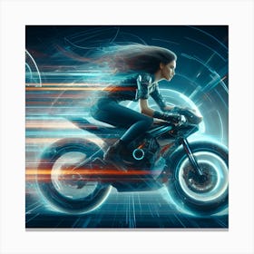 Futuristic Woman Riding A Motorcycle 4 Canvas Print
