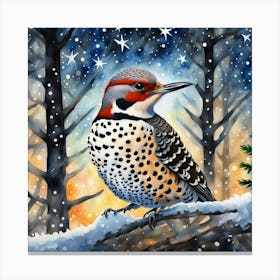 Owl In The Snow Canvas Print