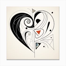 Geometric Black Line Heart 2 Canvas Print