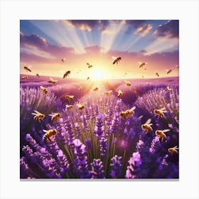 Lavender Field With Bees 1 Canvas Print