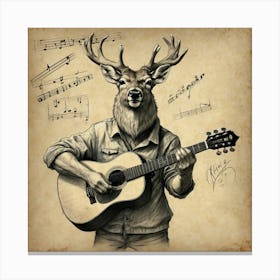 Deer With Guitar 3 Canvas Print