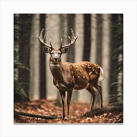 Deer In The Forest 5 Canvas Print