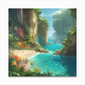 Waterfall In The Jungle 3 Canvas Print