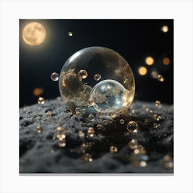Water Bubbles In The Moonlight Canvas Print