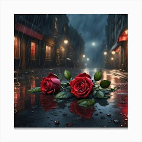 Roses In The Rain Canvas Print