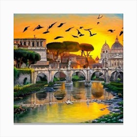 Sunset In Rome Canvas Print