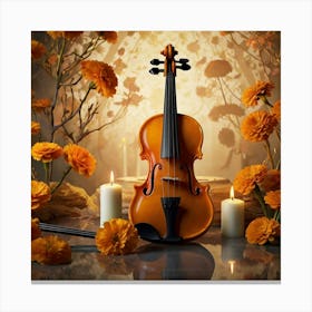 Violin And Flowers 1 Canvas Print